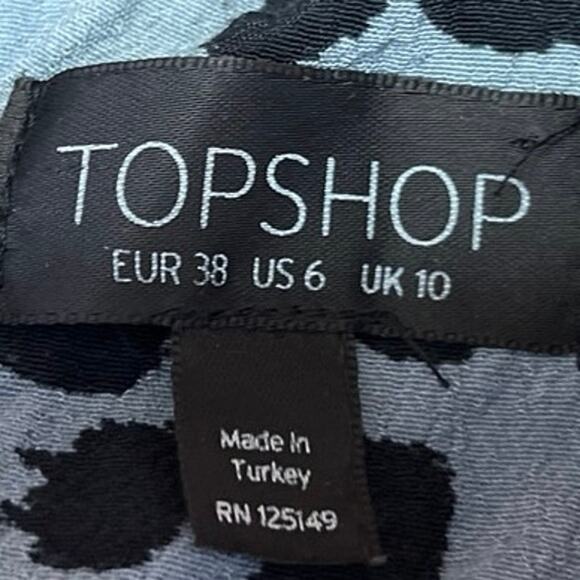 Topshop Black Blue Sleeveless Animal Leopard Print High Neck Blouse Tank Top 6 - Picture 3 of 4